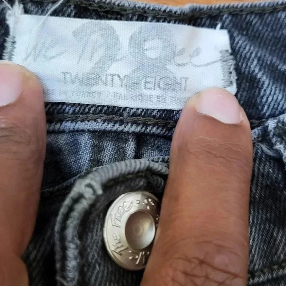 We the Free Free People Black Heavily Distressed Straight Raw Hem Mom Jeans(28) - Picture 11 of 13